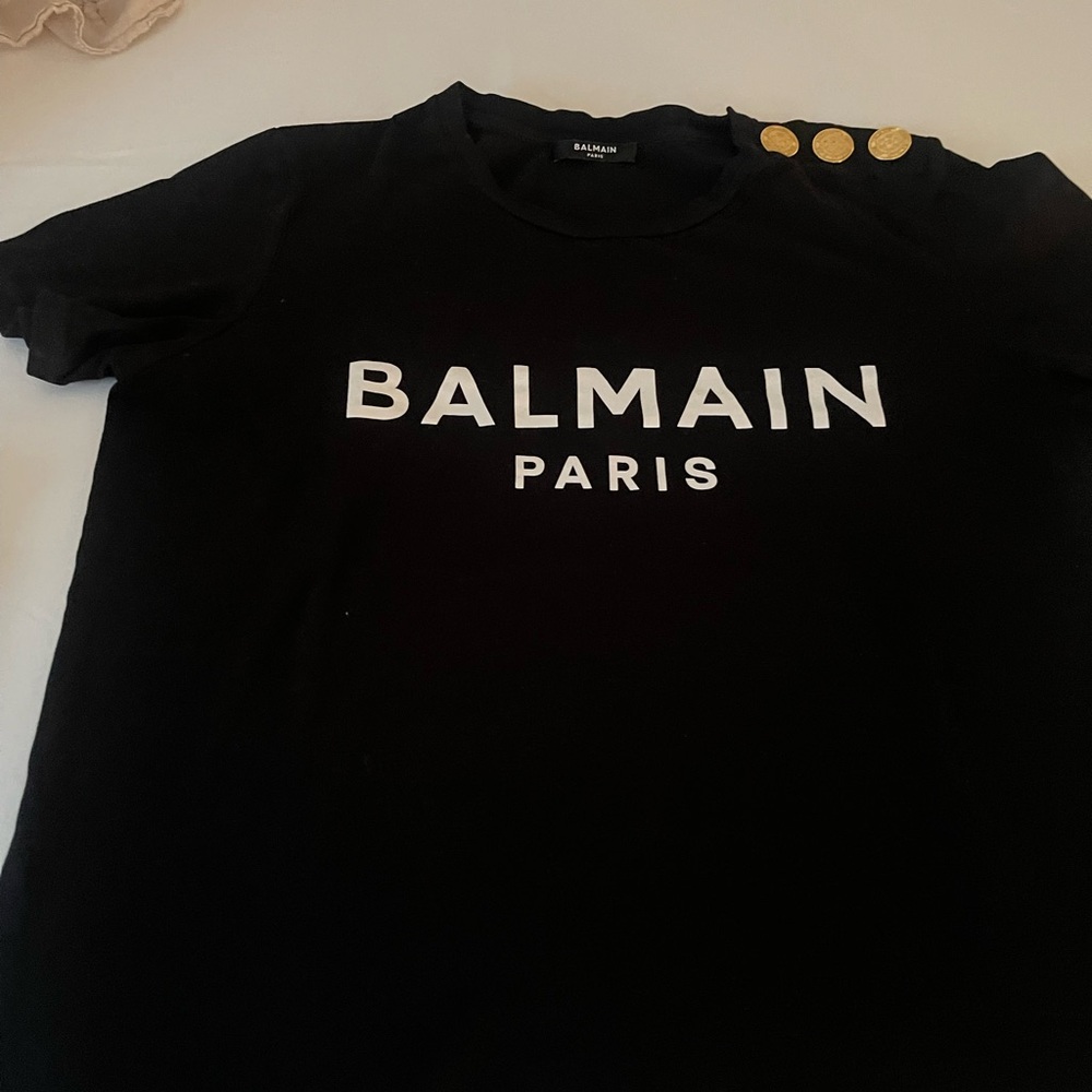 Balmain Black and Gold Short Sleeve Tee
